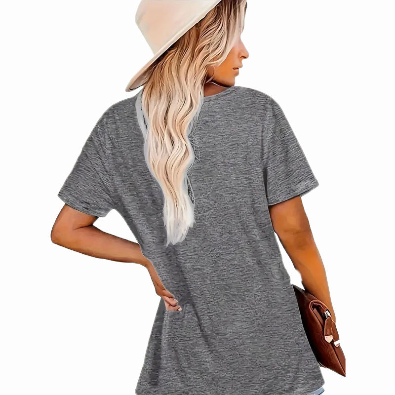 Women's Round Neck Short Sleeve T-Shirt - Casual Summer Top