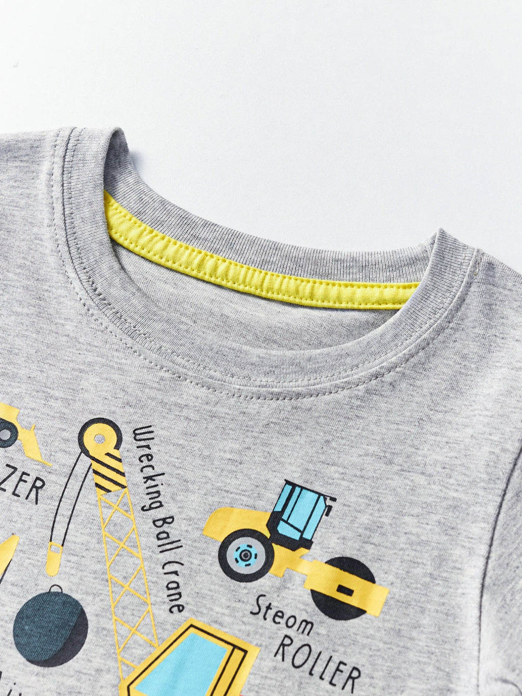 Children's Construction Vehicle Crew Neck Short Sleeve T-Shirt
