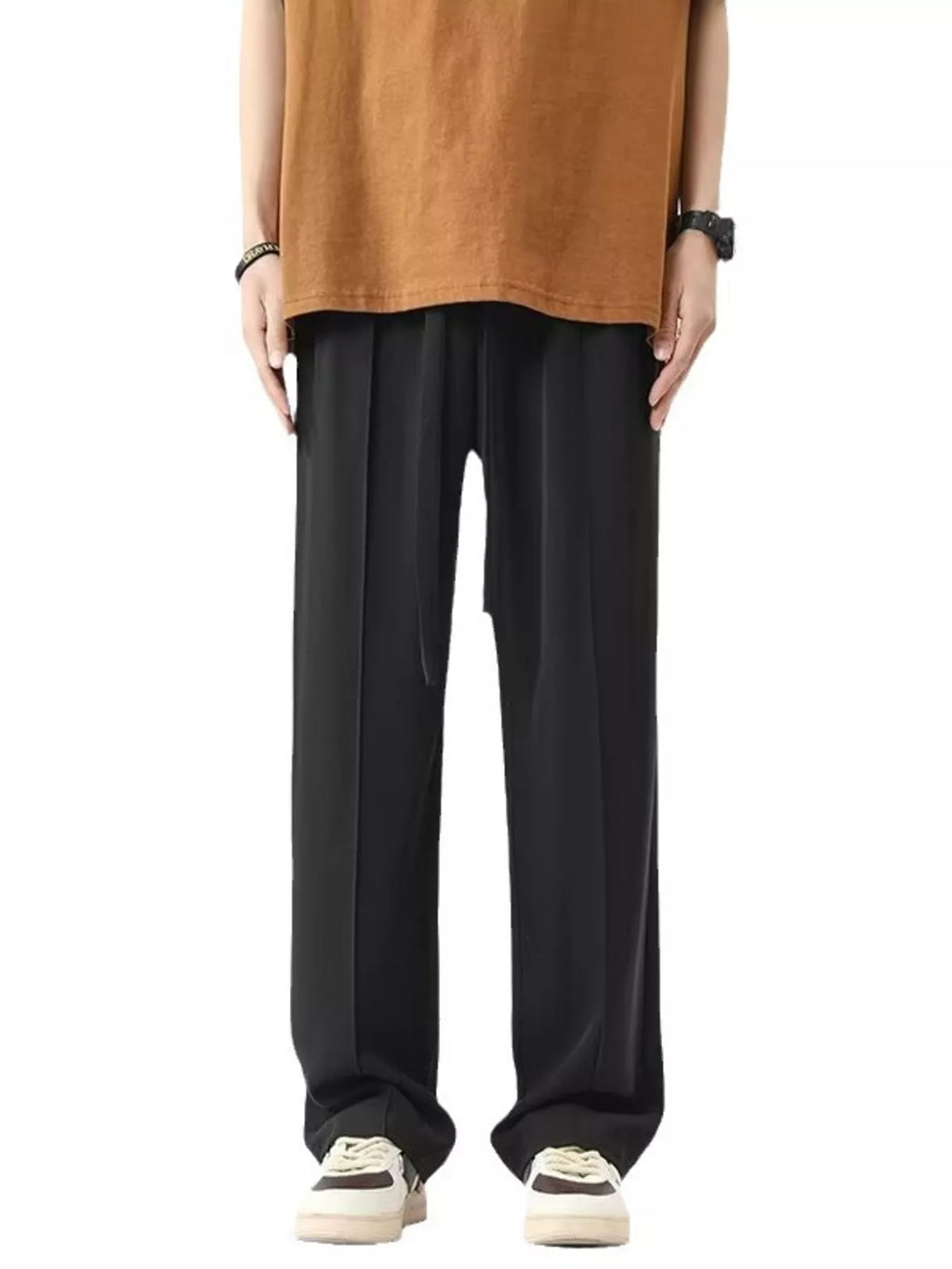 Men's Wide Leg Pants with Drawstring Waist