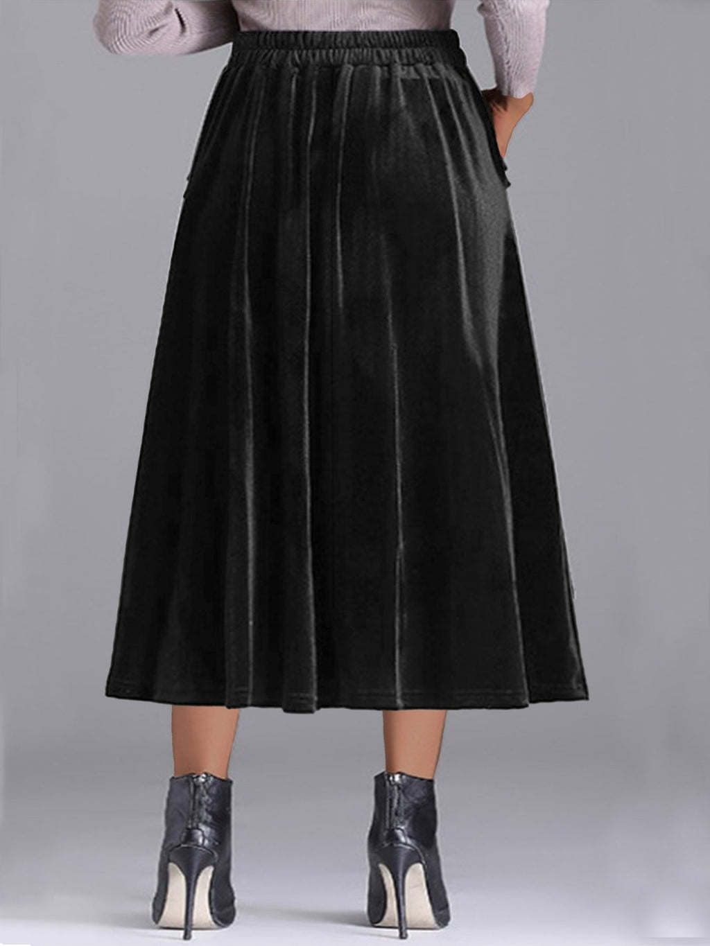 Plus Size Elegant Velvet A-Line Midi Skirt