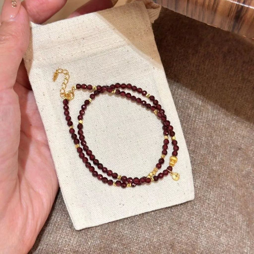 Double Layered Beaded Bracelet with Gold Accents