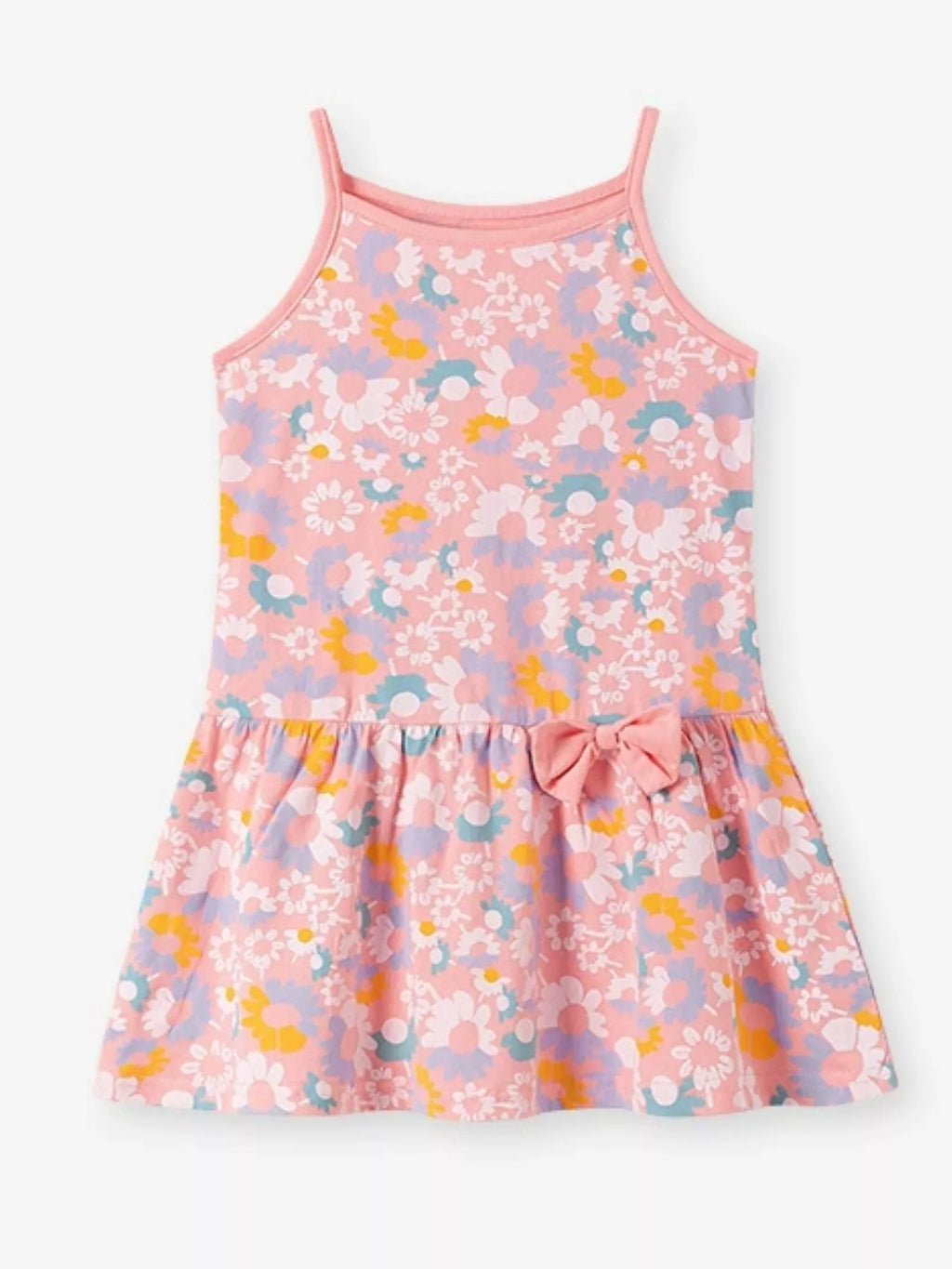 Children's Bow Printed Sleeveless Casual Dress