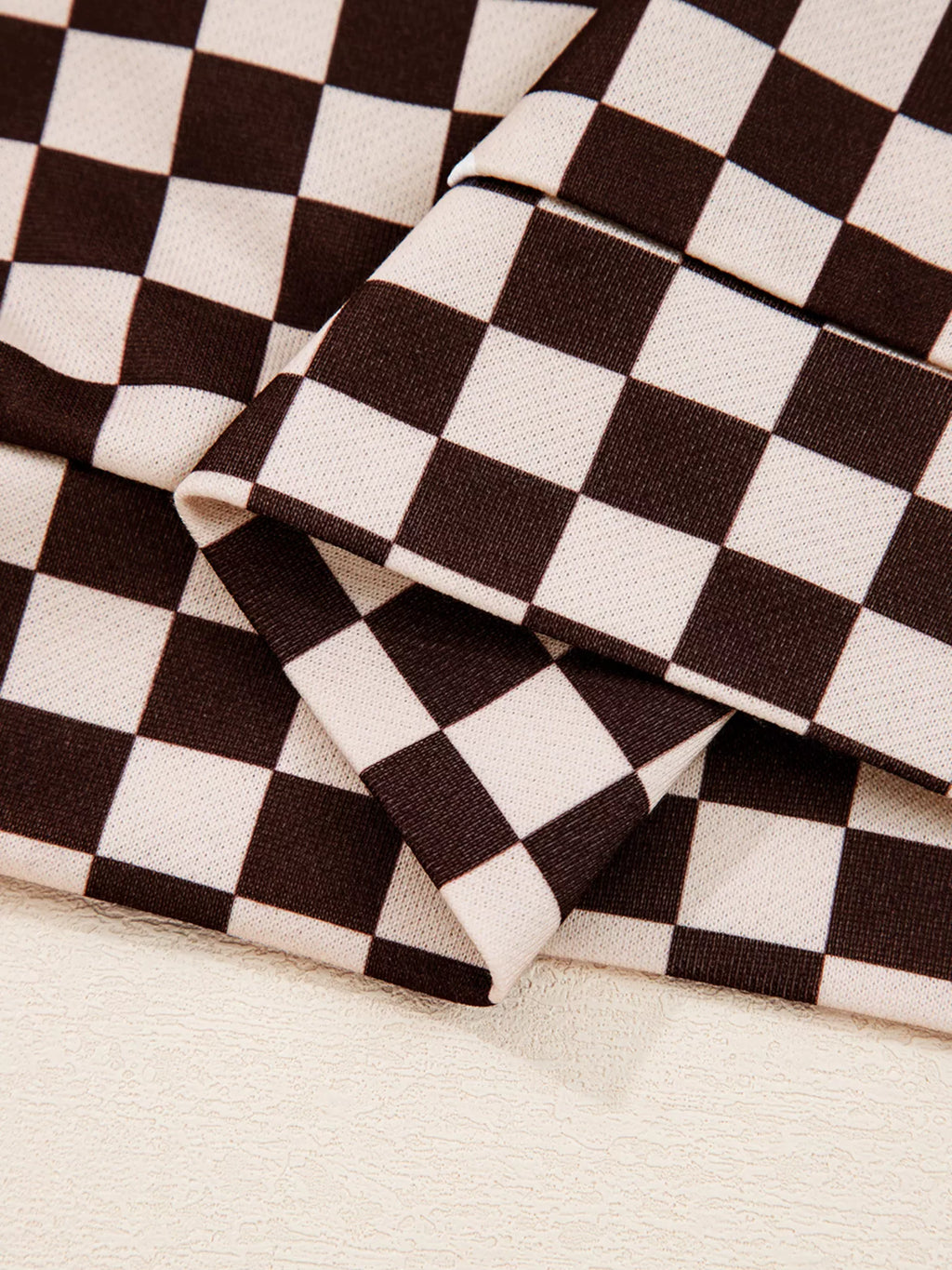 Checkered Drawstring Hoodie and Pants Set