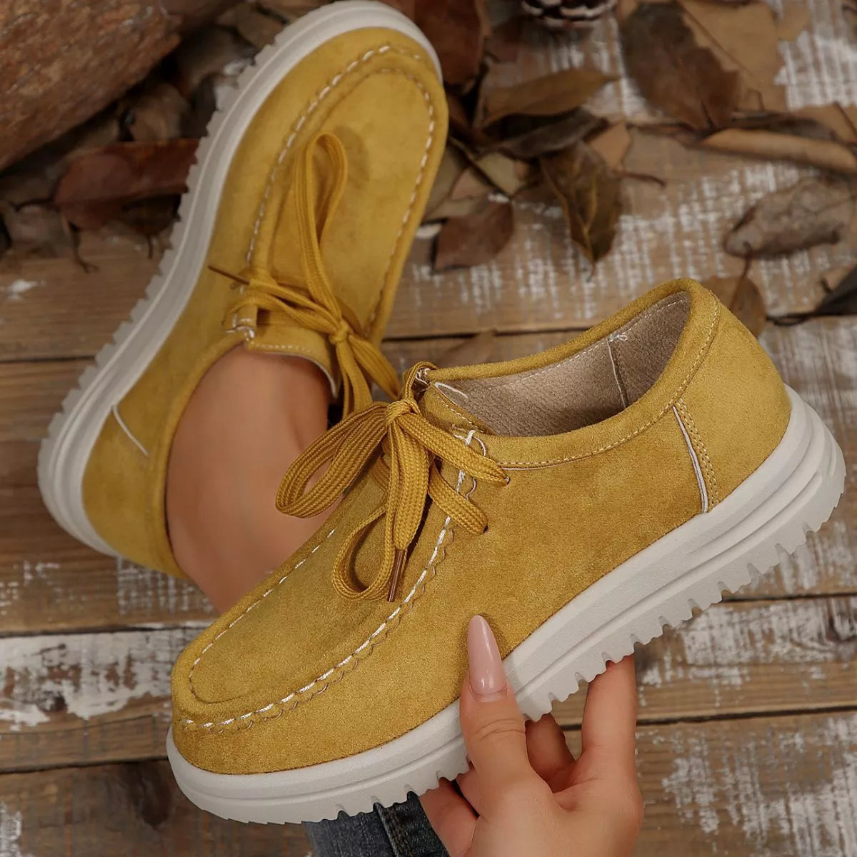 Lace-Up Round Toe Loafers