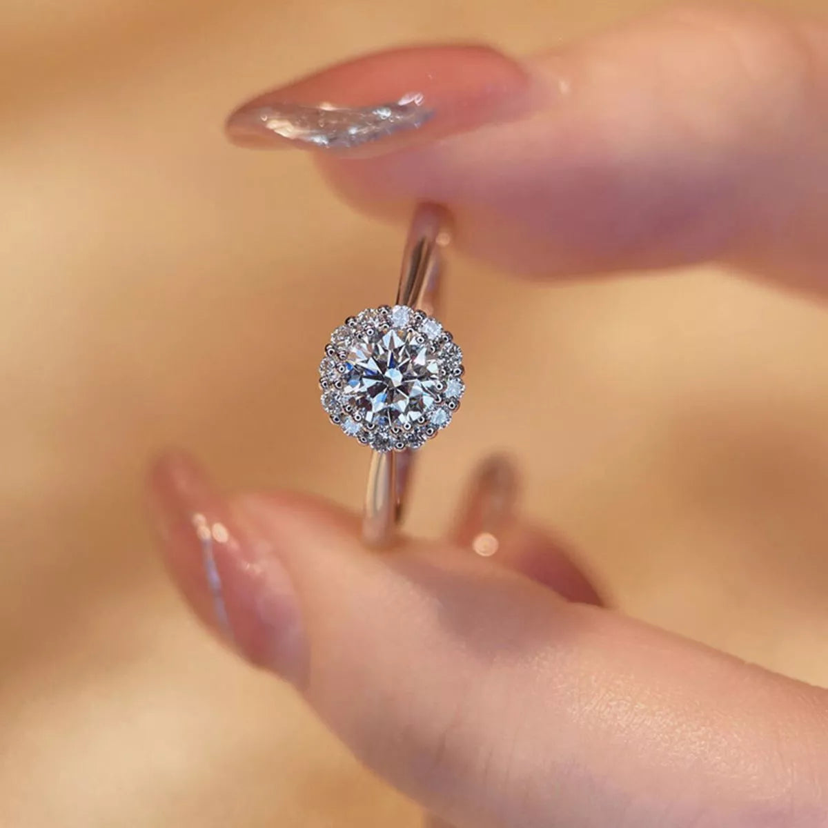1 Carat 925 Sterling Silver Moissanite Flower Ring