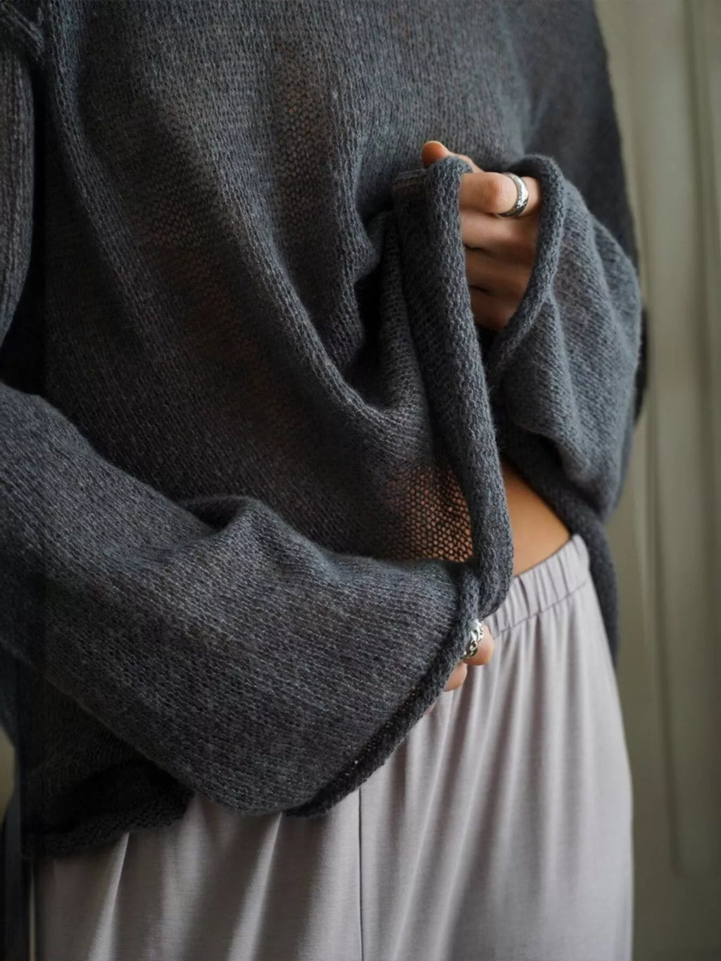Boat Neck Dropped Shoulder Sweater