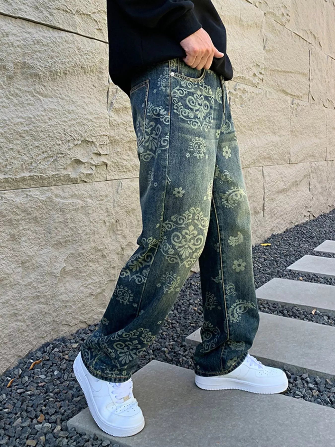 Men's Vintage Washed Loose Fit Jeans