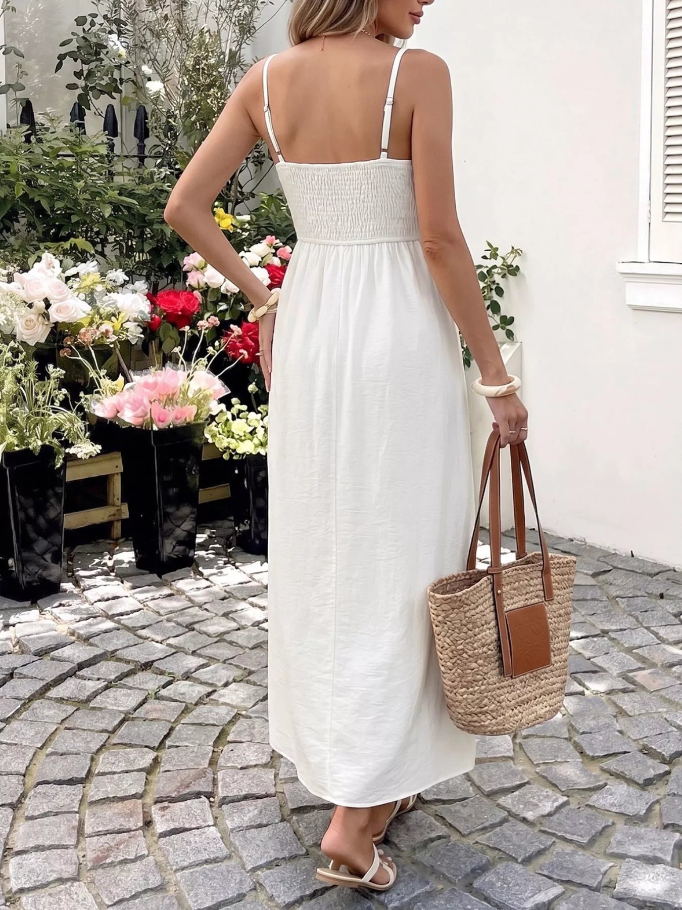Lace V-Neck Flowy Maxi Dress