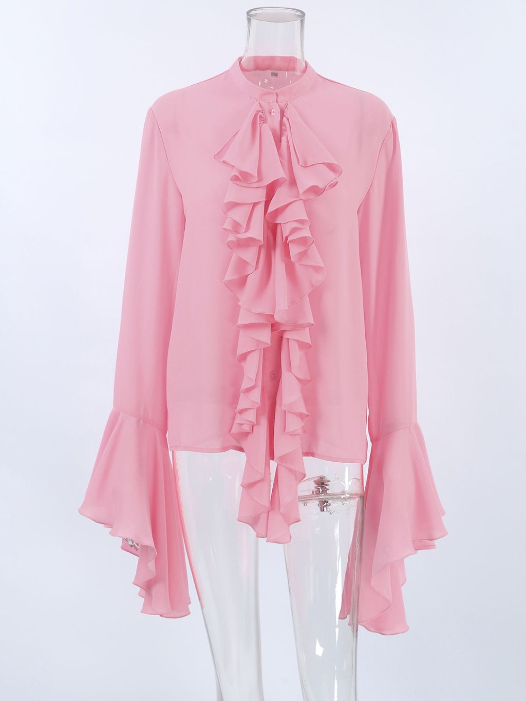 Ruffle Trim Flounce Sleeve Blouse