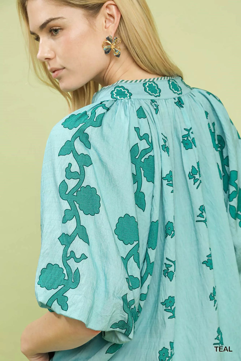 Umgee Collared Floral Print Top