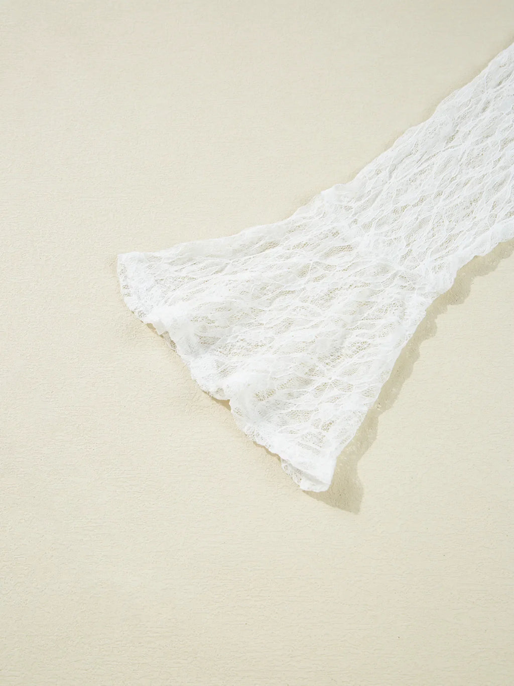 Sheer Lace Bell Sleeve Mock Neck Blouse