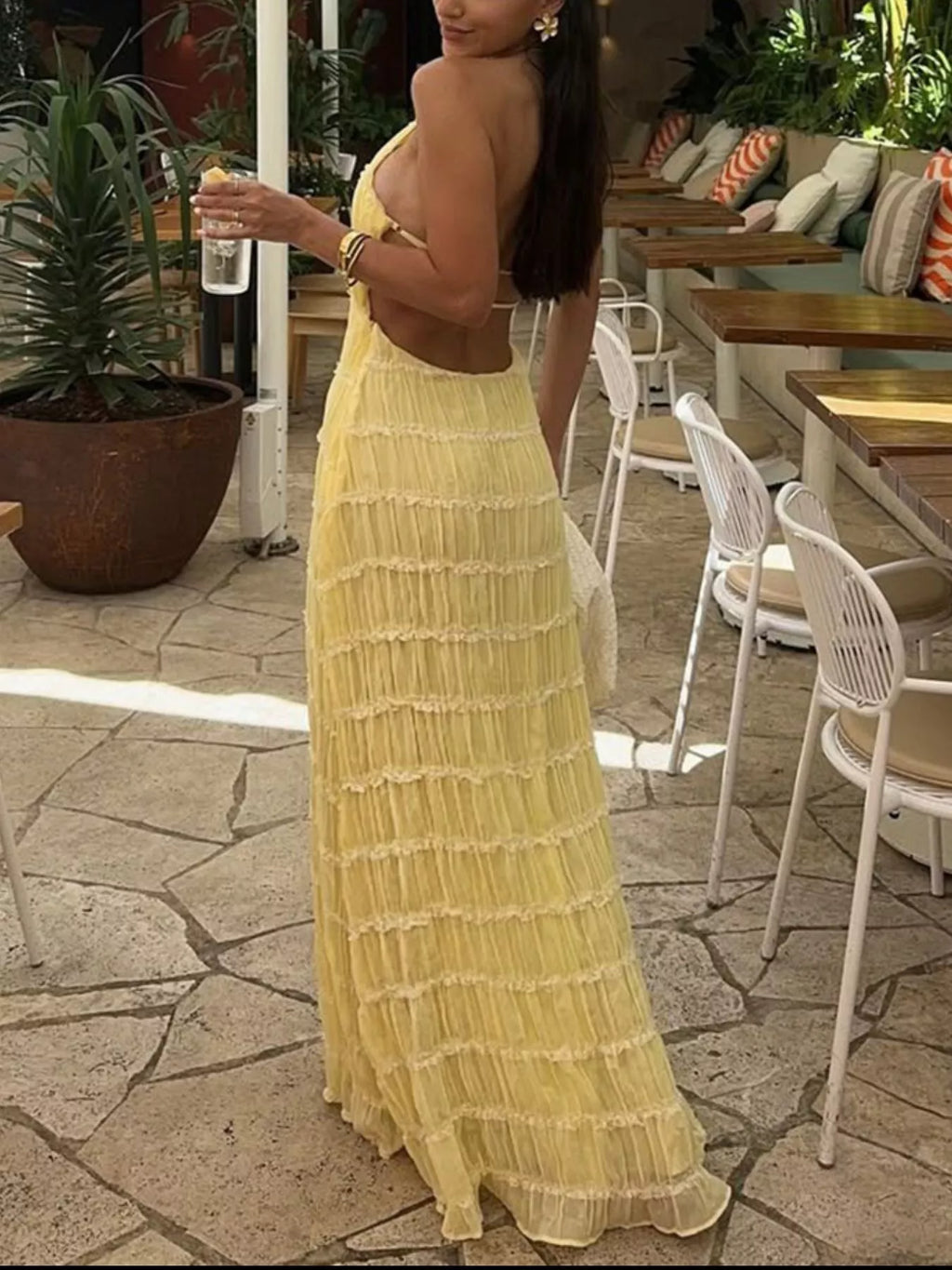Ruched Halter Neck Maxi Dress
