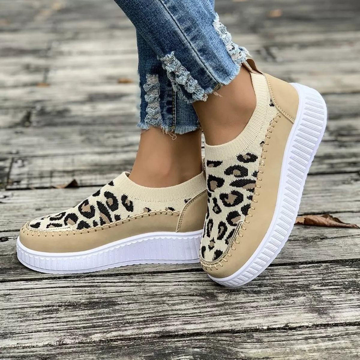 Round Toe Platform Slip-Ons