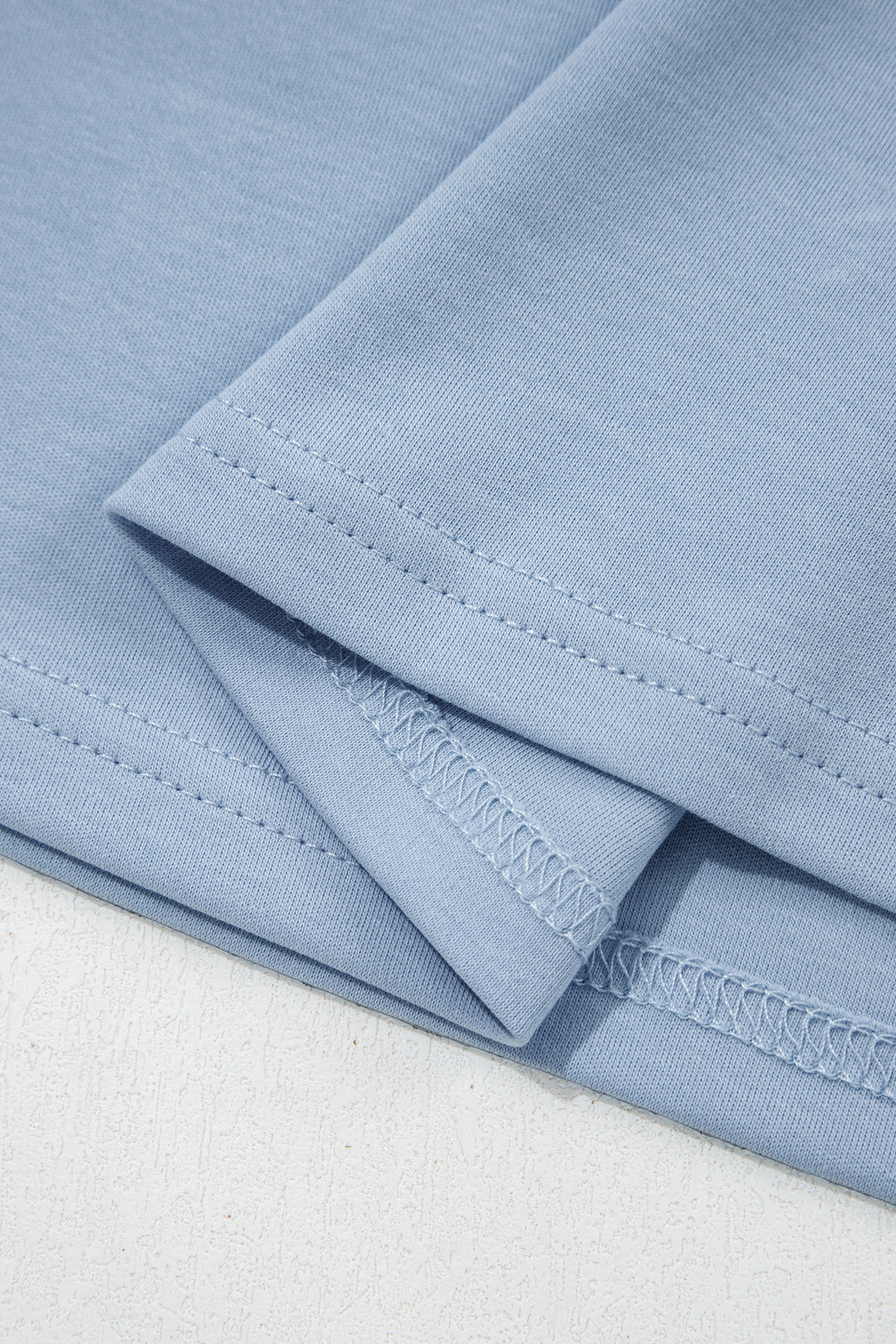 Dark Blue Solid Color High Neck Oversize Tee