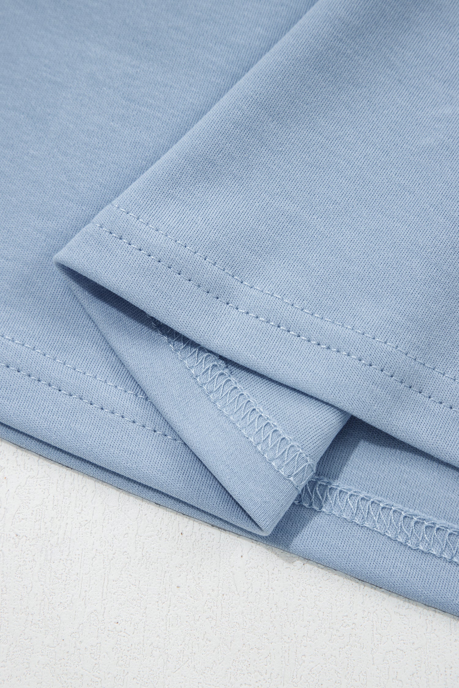 Dark Blue Solid Color High Neck Oversize Tee