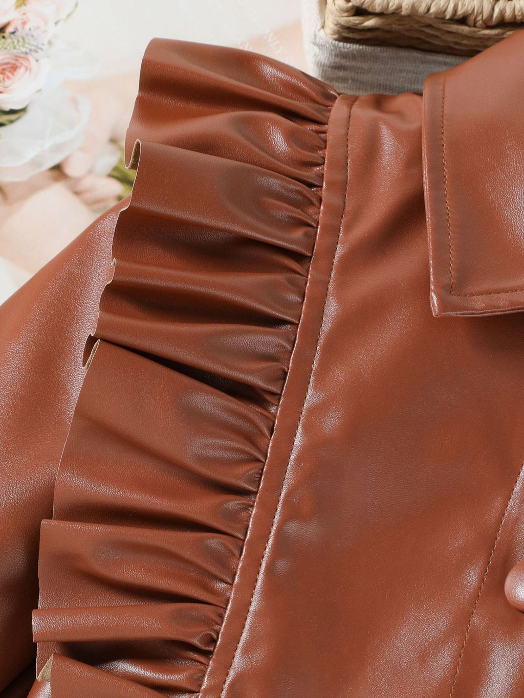 Children's Ruffled Faux Leather Top and Skirt Set