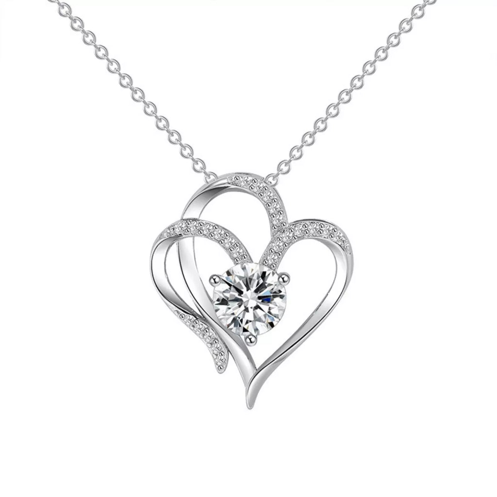 925 Sterling Silver Zircon Heart Necklace