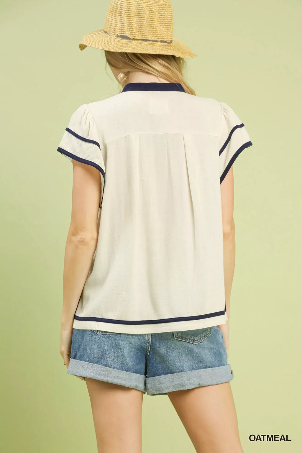 Umgee Linen Ruffle Sleeve Top