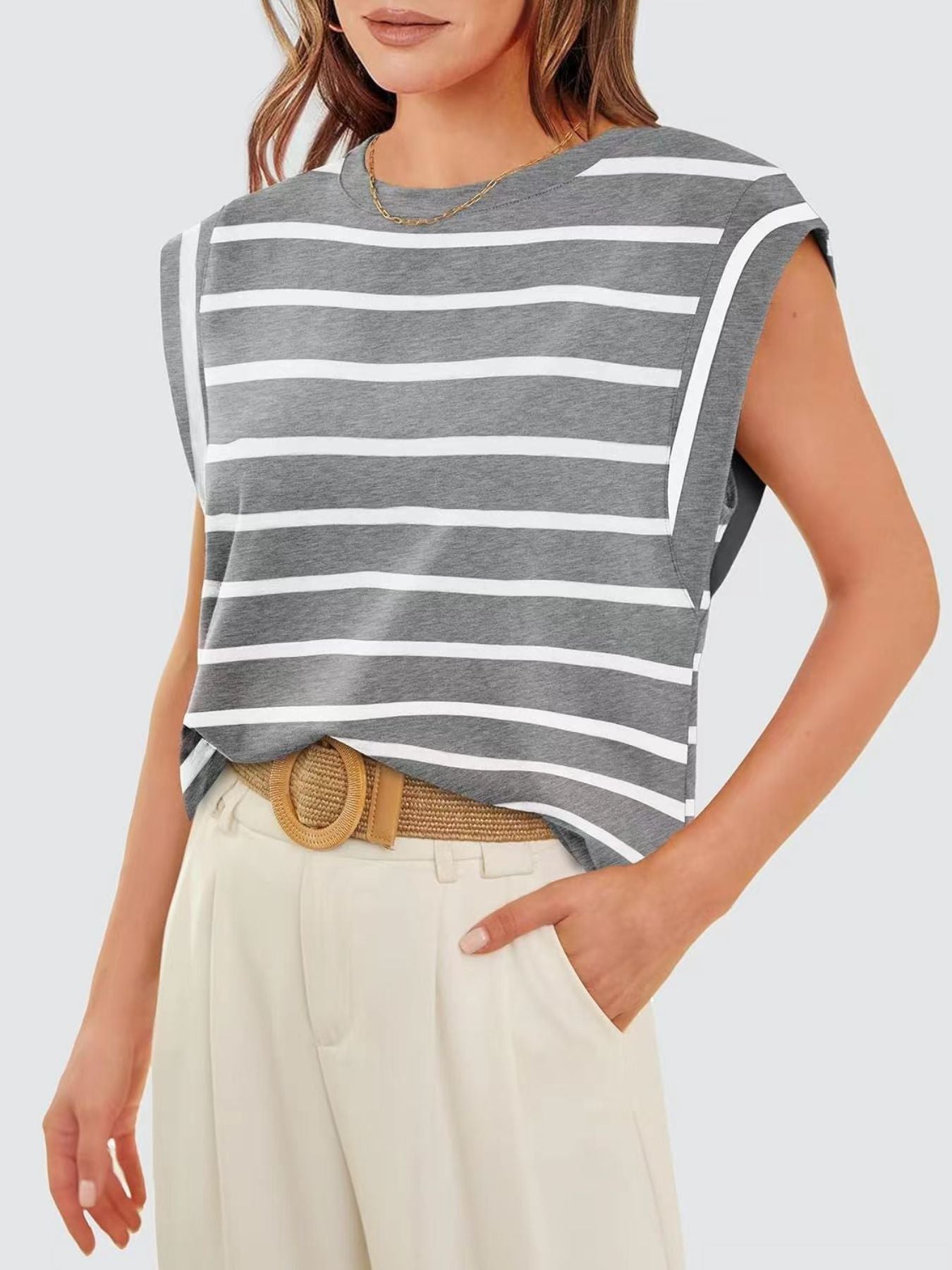 Striped Round Neck Tank