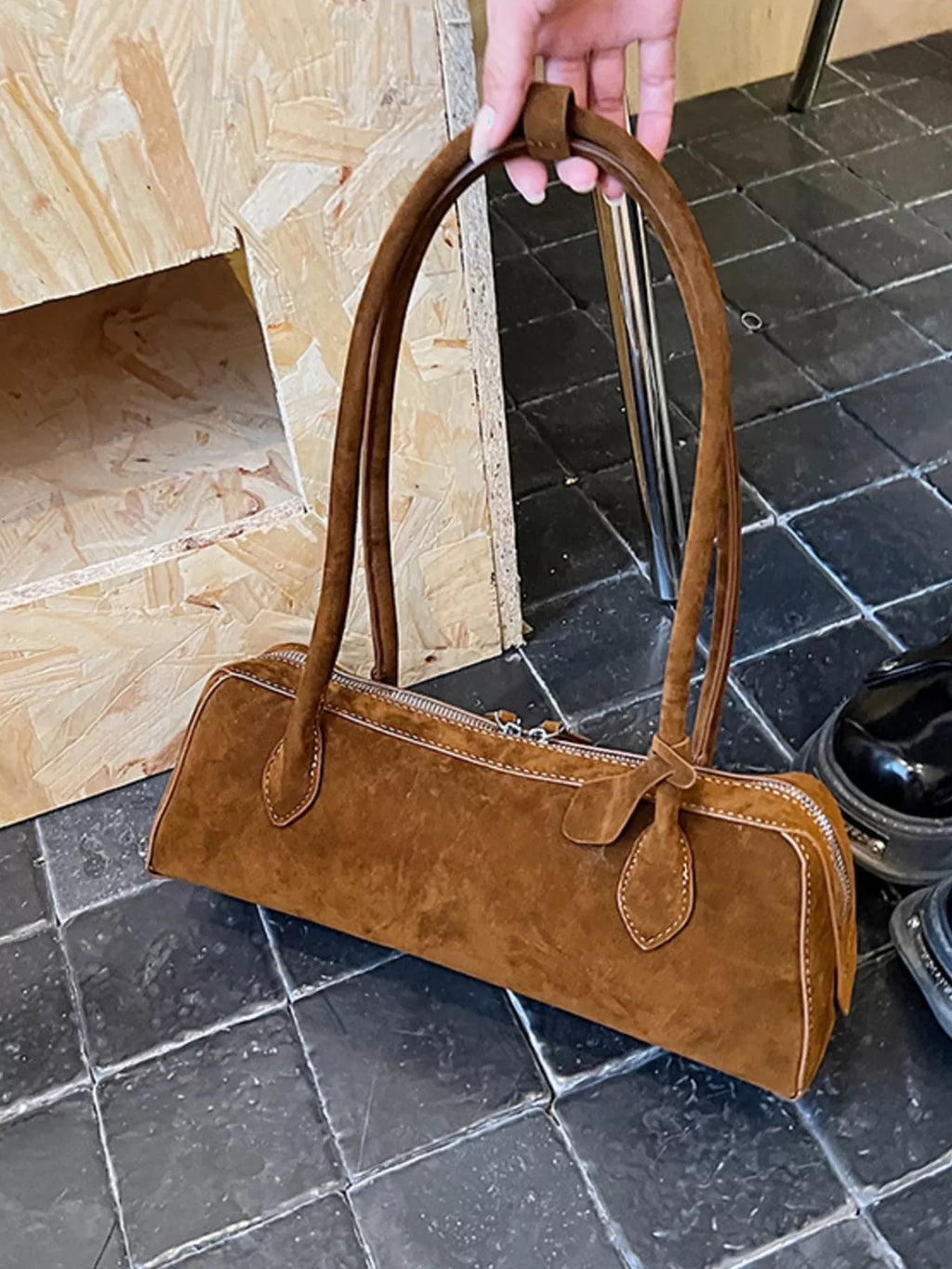 Solid Color Shoulder Bag