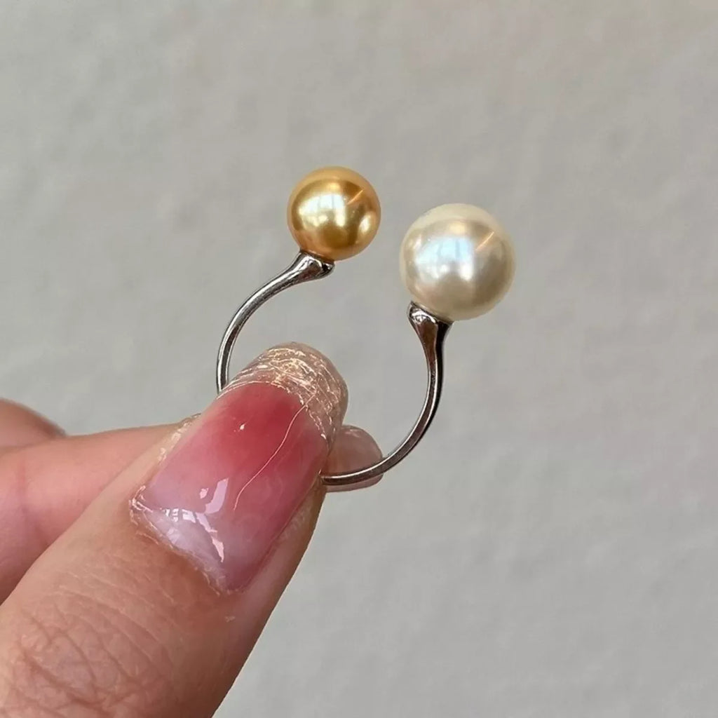 Double Pearl Open Ring