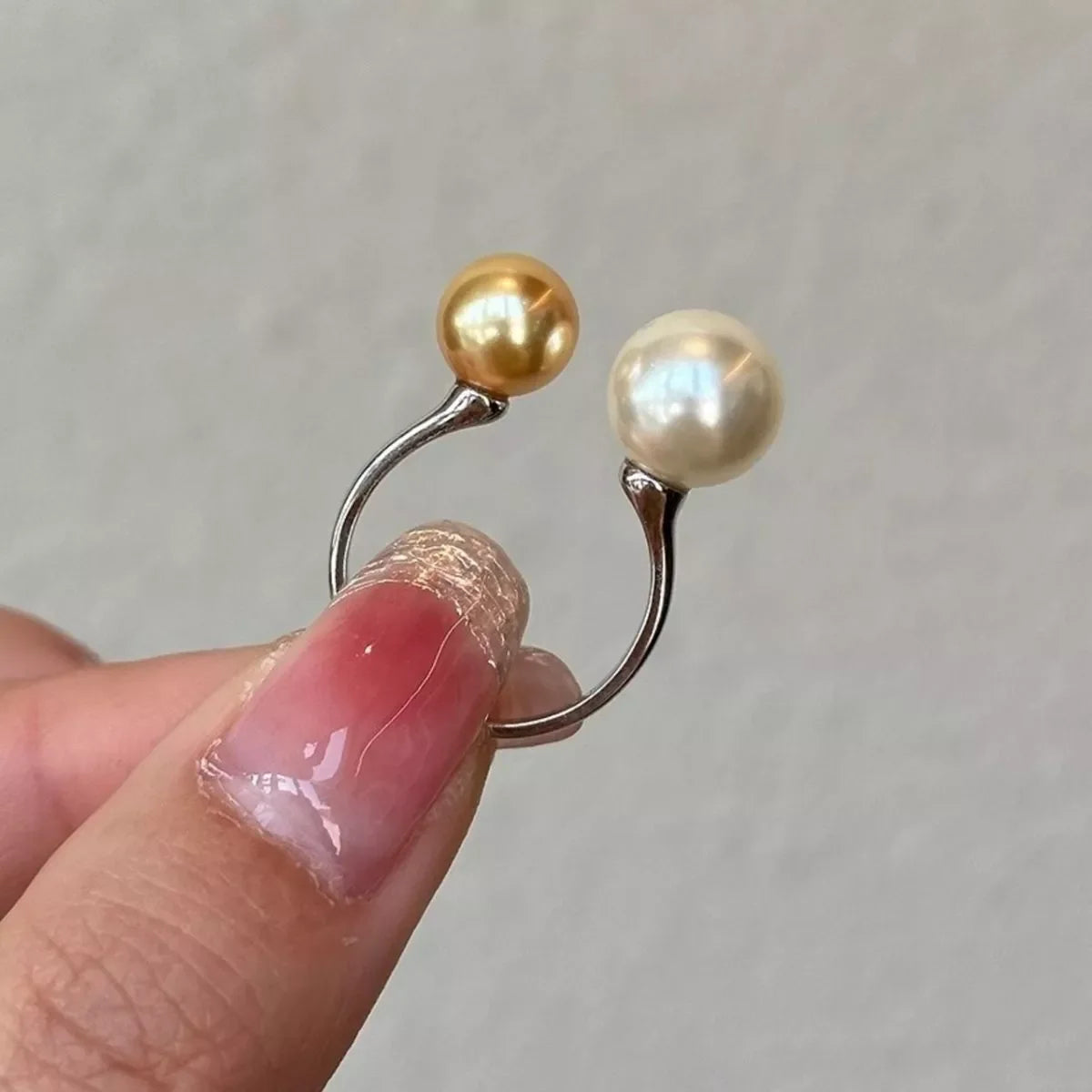 Double Pearl Open Ring