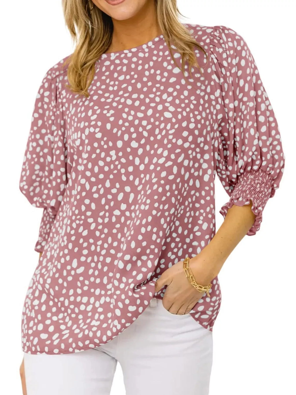 Animal Print Half Sleeve Blouse