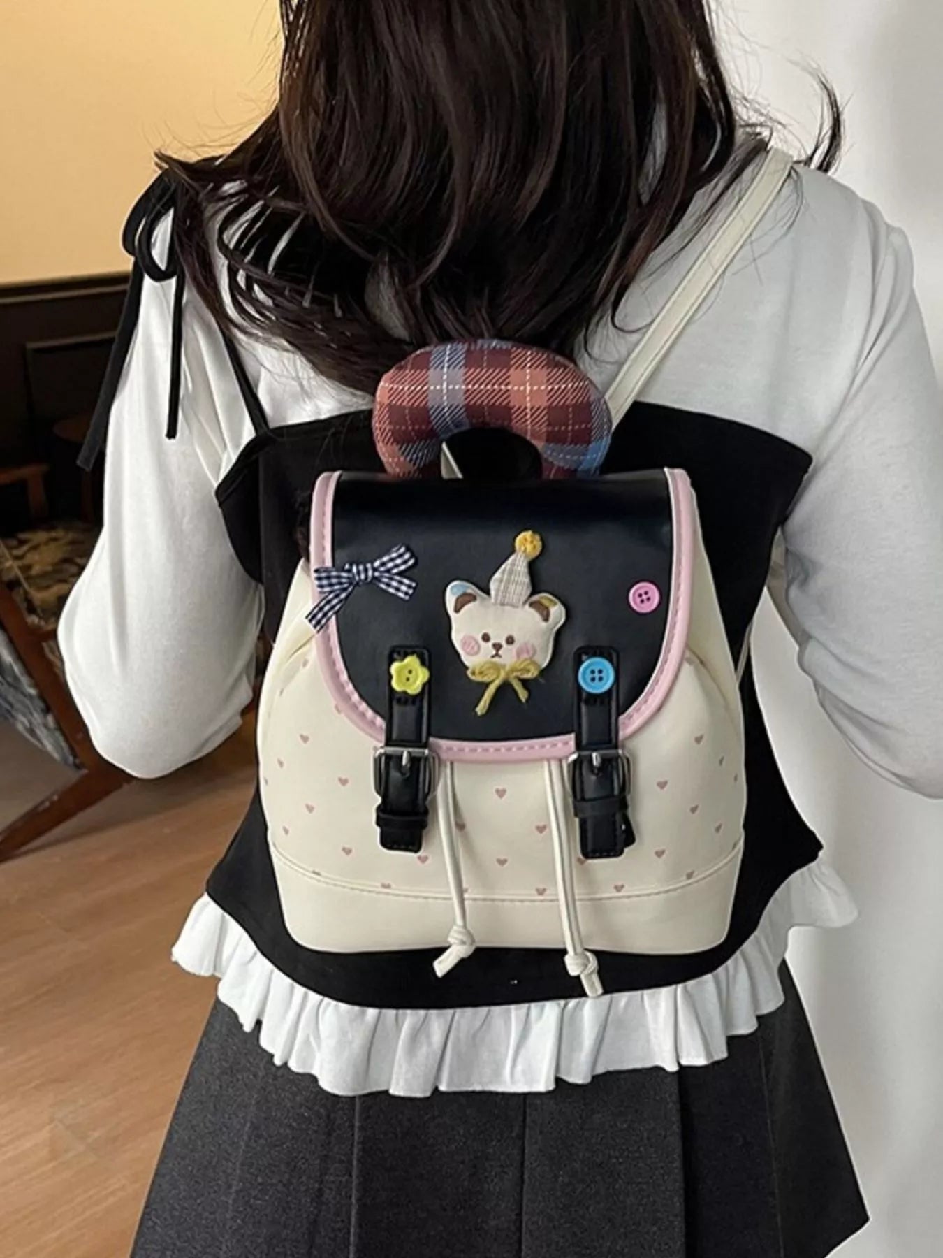 Cartoon Bear Decorated Backpack Bag
