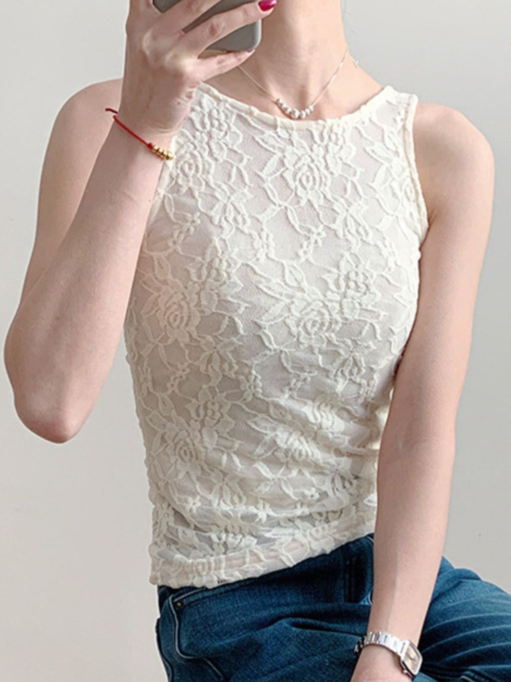 Lace Round Neck Tank