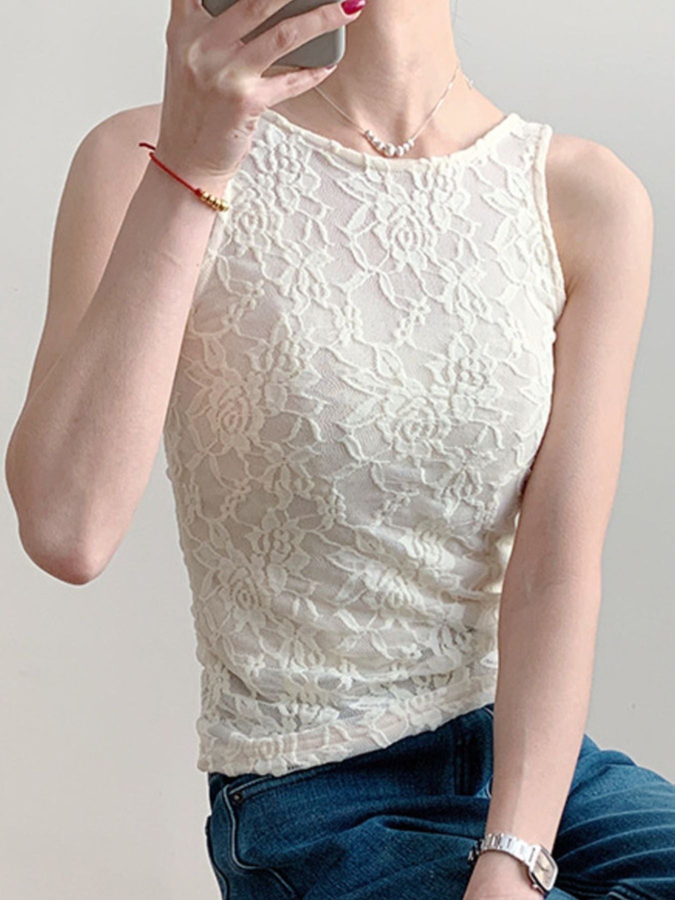 Lace Round Neck Tank
