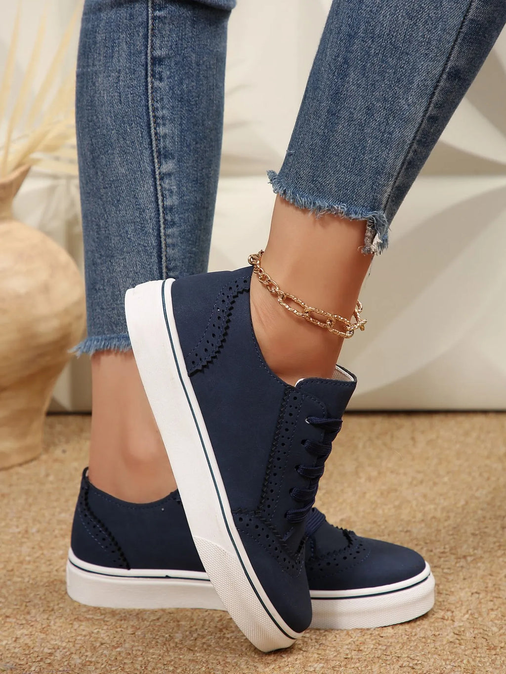PU Leather Lace Up Platform Sneakers – Multi-Color
