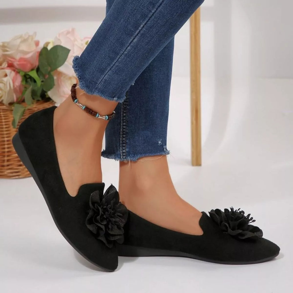 Flower Point Toe Flats Slip-Ons