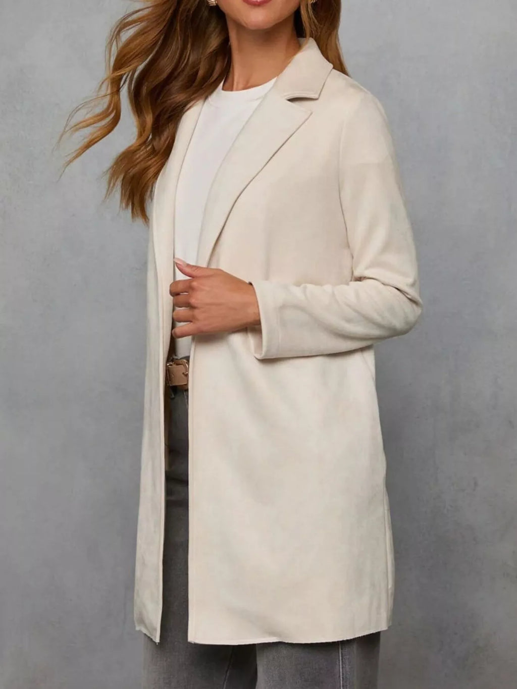 Full Size Open Front Longline Outerwear Plus Size