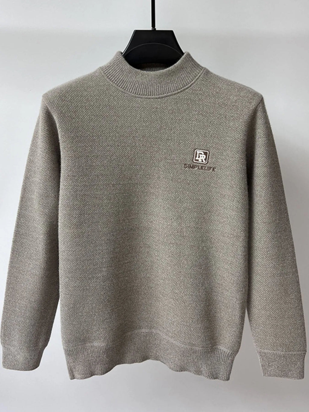Men's Plus Size Ribbed Hem Long Sleeve Sweater