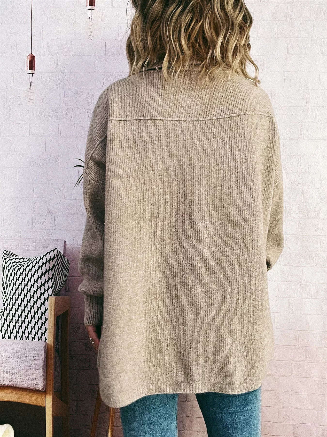 Slit Turtleneck Long Sleeve Sweater
