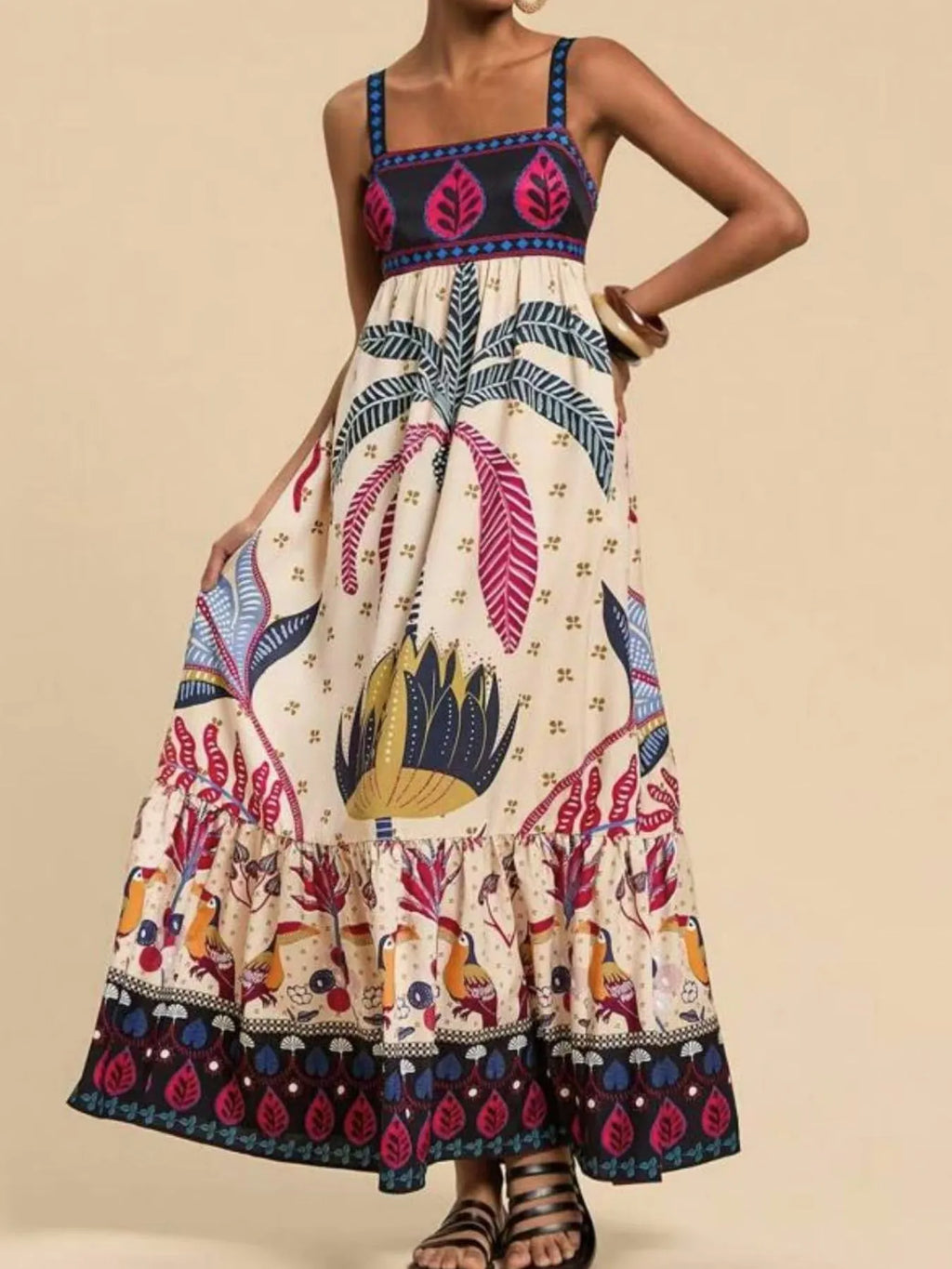 Tropical Print Maxi Cami Dress