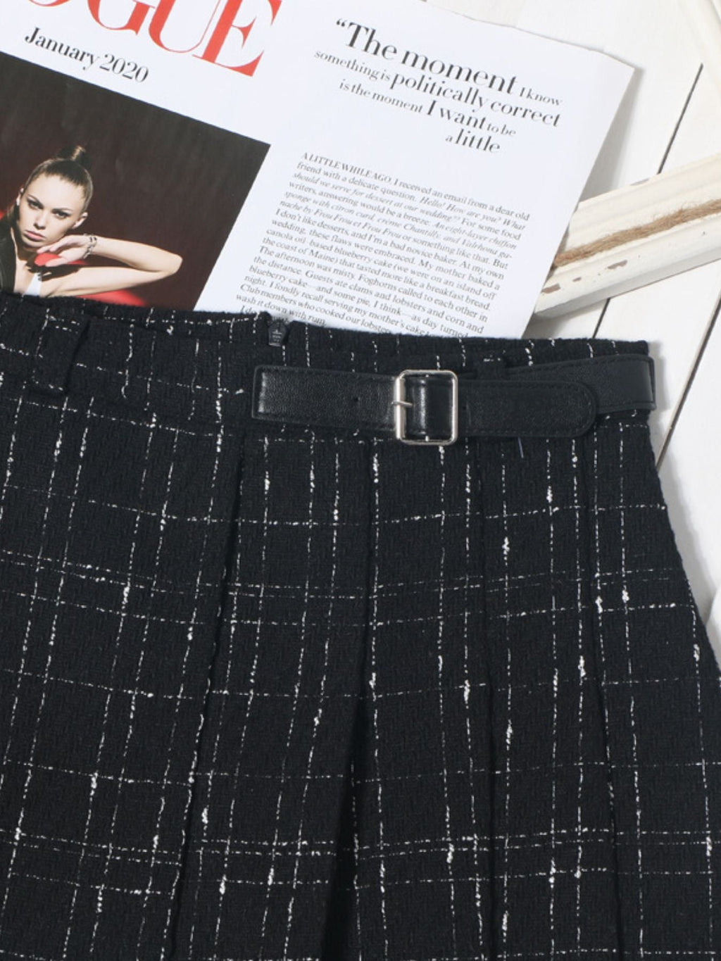 Pleated Plaid Mini Skirt