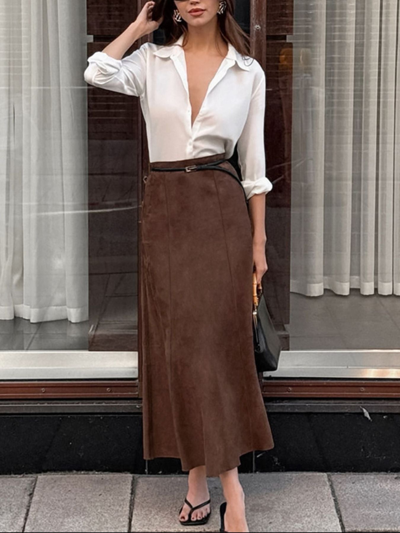 Suede Midi Skirt
