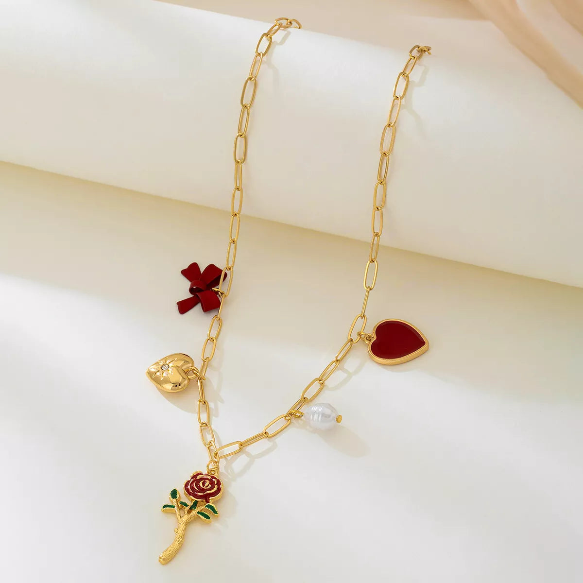 18K Gold-Plated Alloy Chain Necklace with Pendant
