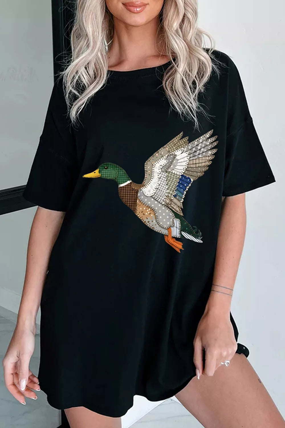 Flying Duck Graphic Round Neck T-Shirt
