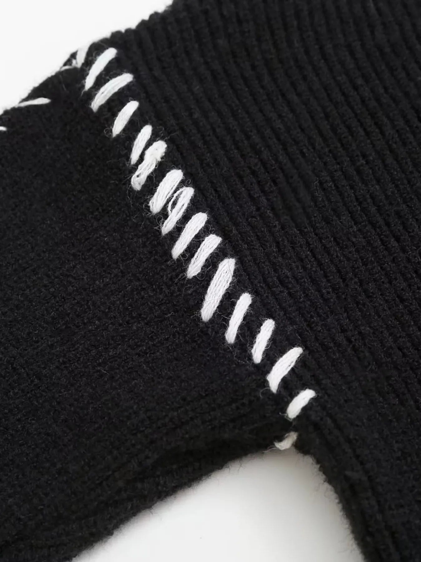Contrast Mock Neck Long Sleeve Sweater