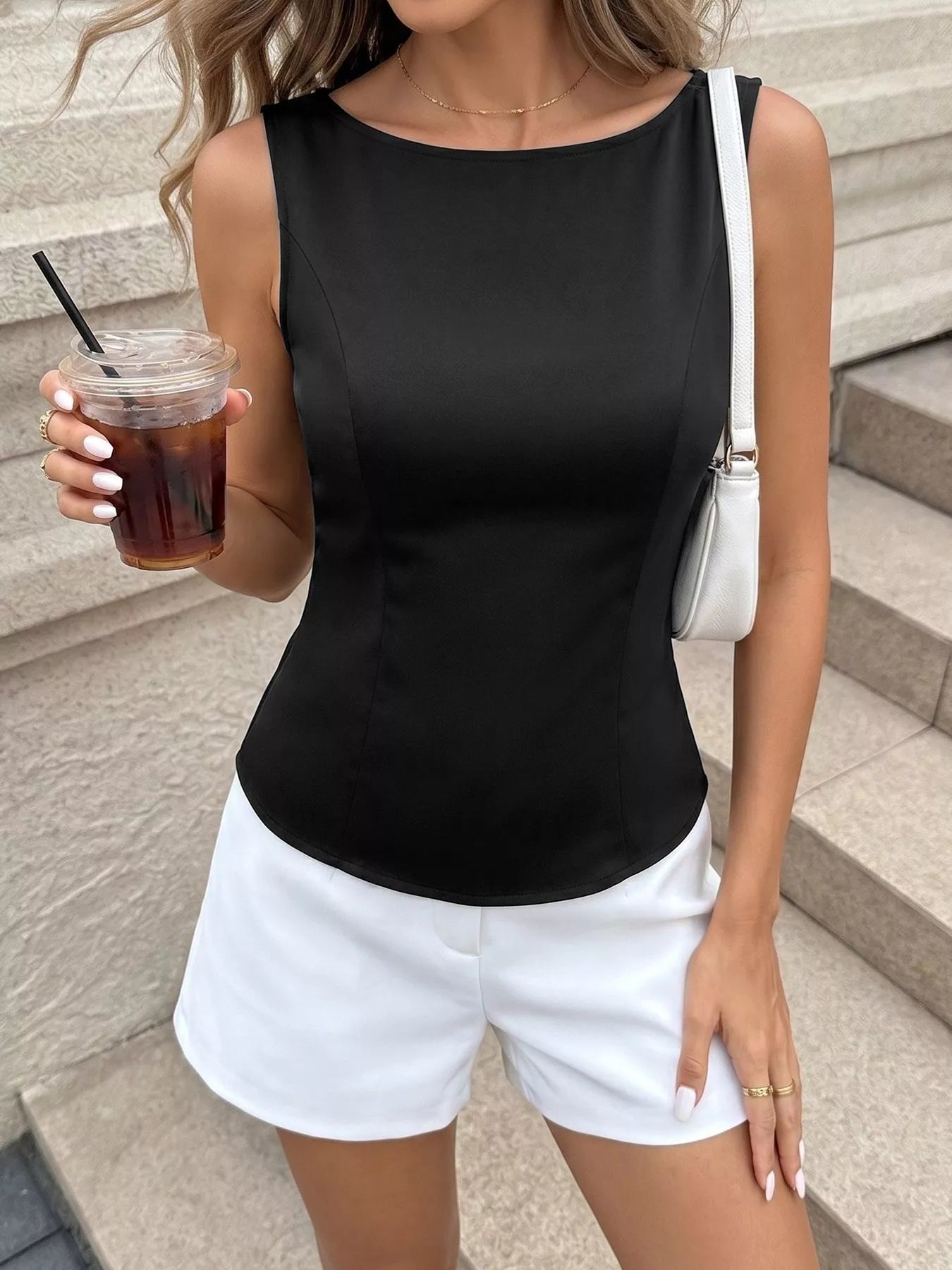 Cutout Back Sleeveless Top