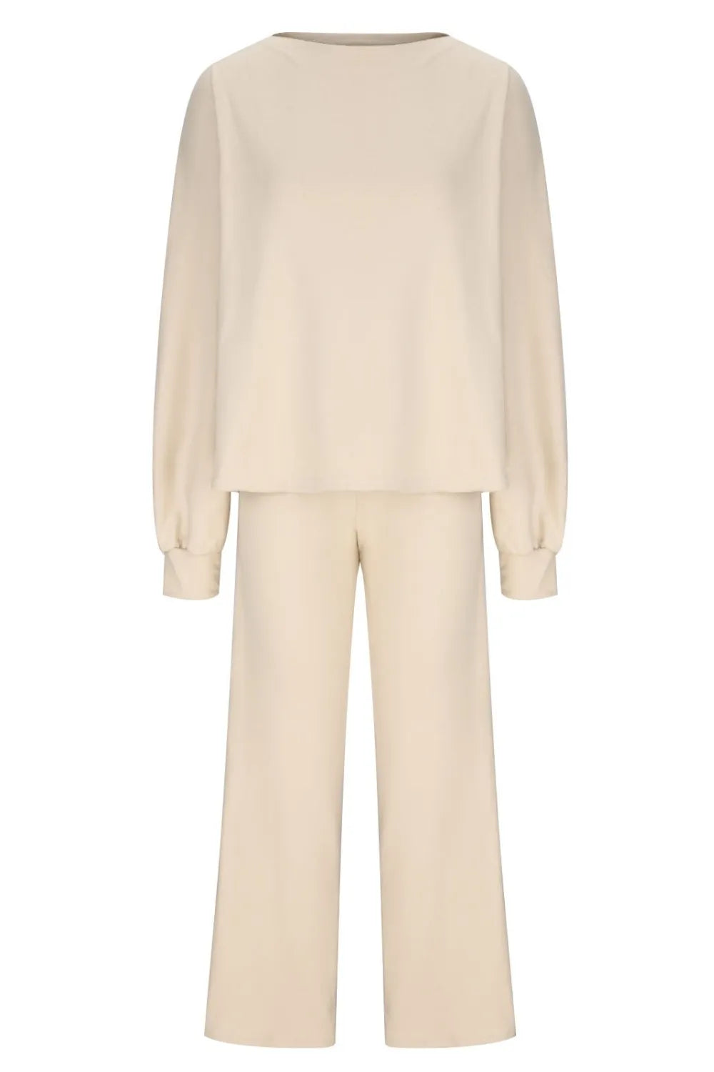 Round Neck Long Sleeve Top and Pants Set