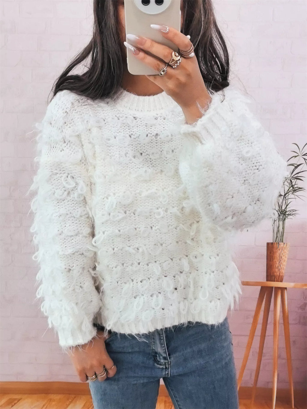 Chunky Round Neck Long Sleeve Sweater