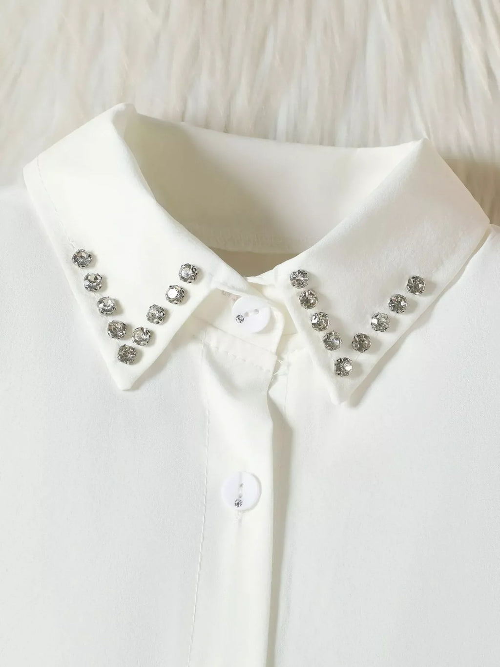 Children’s Rhinestone Collar Blouse & Heart Buckle Skirt Set