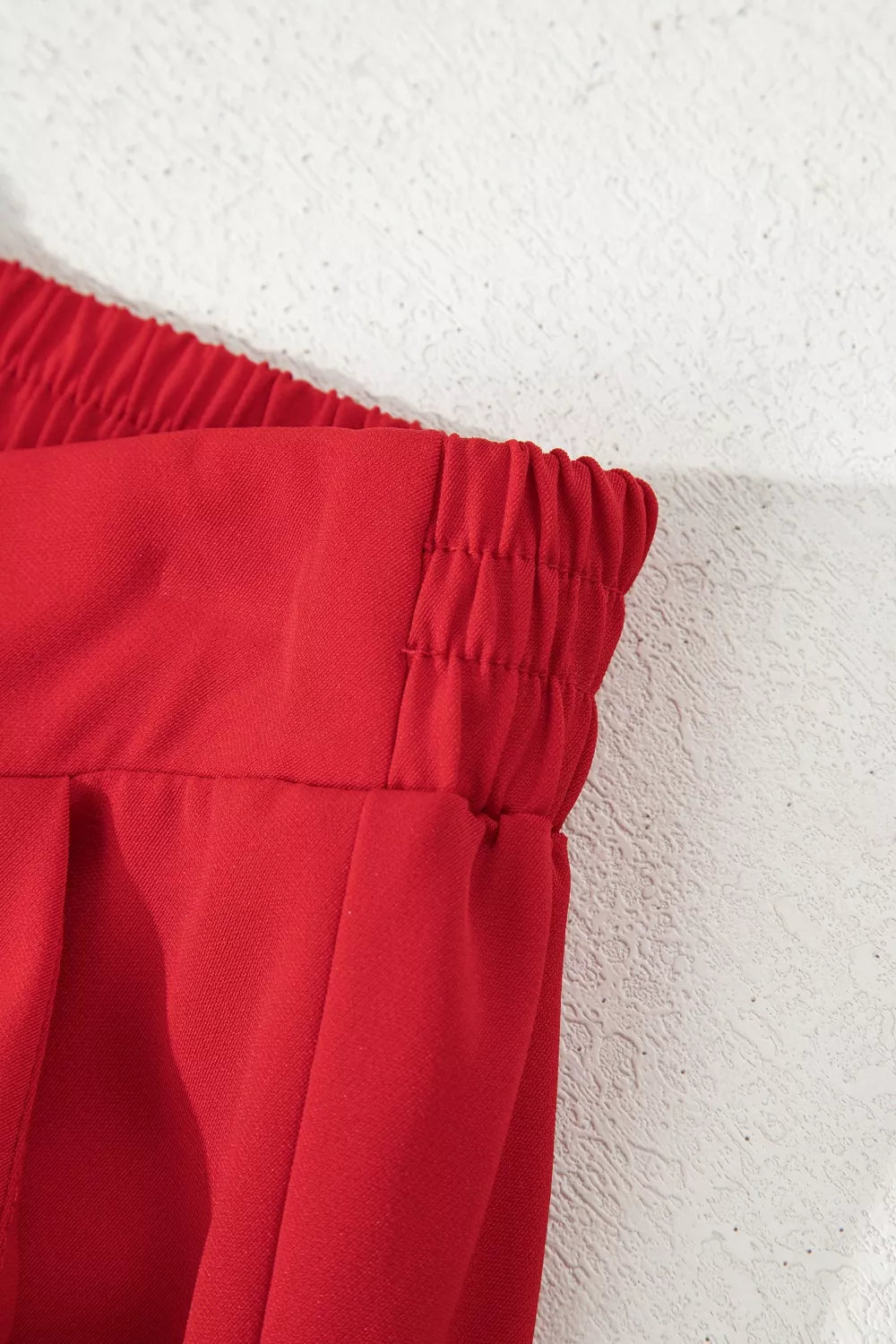 Pleated Detail Pull On High Elastic Waist Loose Straight Pants
