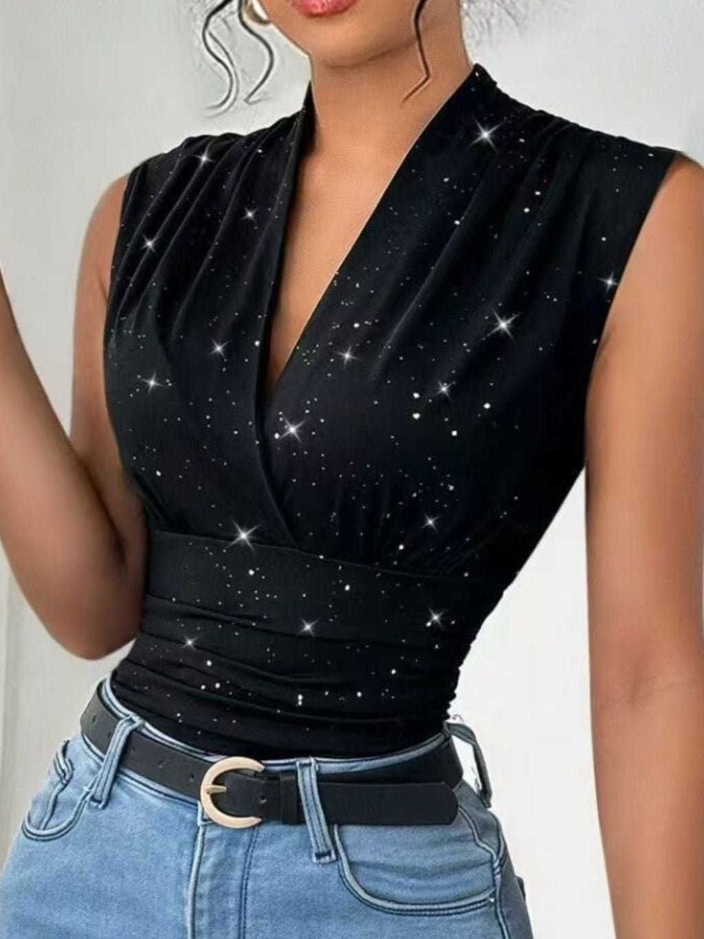 Glitter Surplice Tank