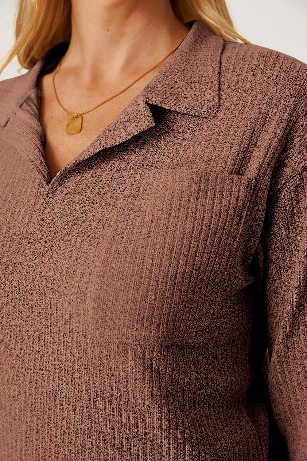 Collared Neck Dropped Shoulder T-Shirt