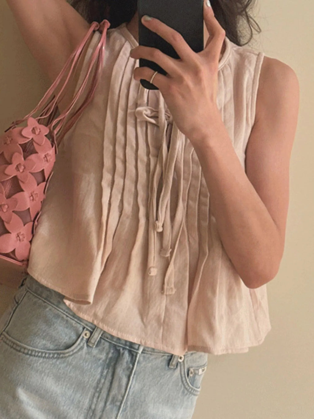 Tie-Front Sleeveless Summer Blouse