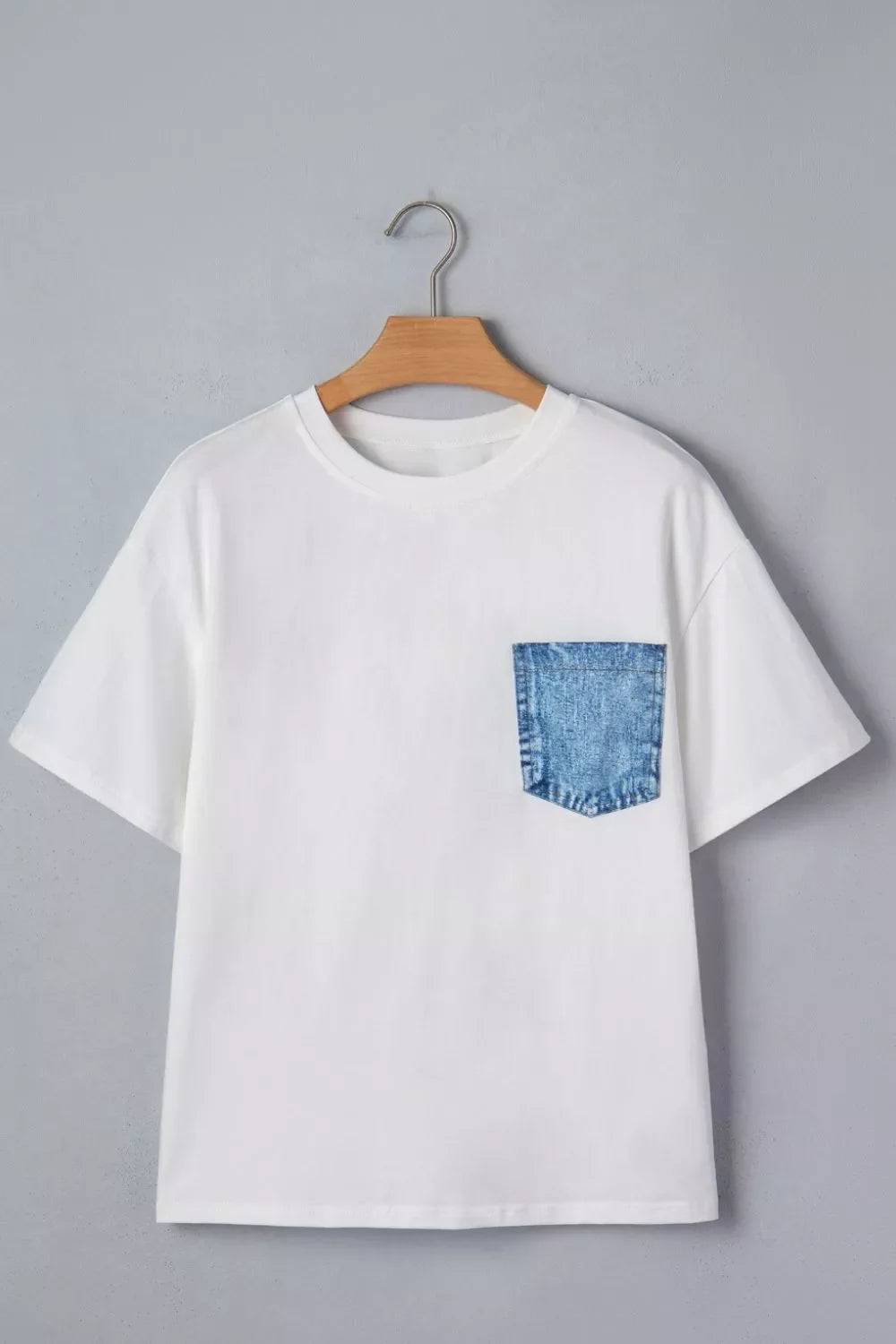 Color Block Chest Pocket Patched Casual Short Sleeve Top